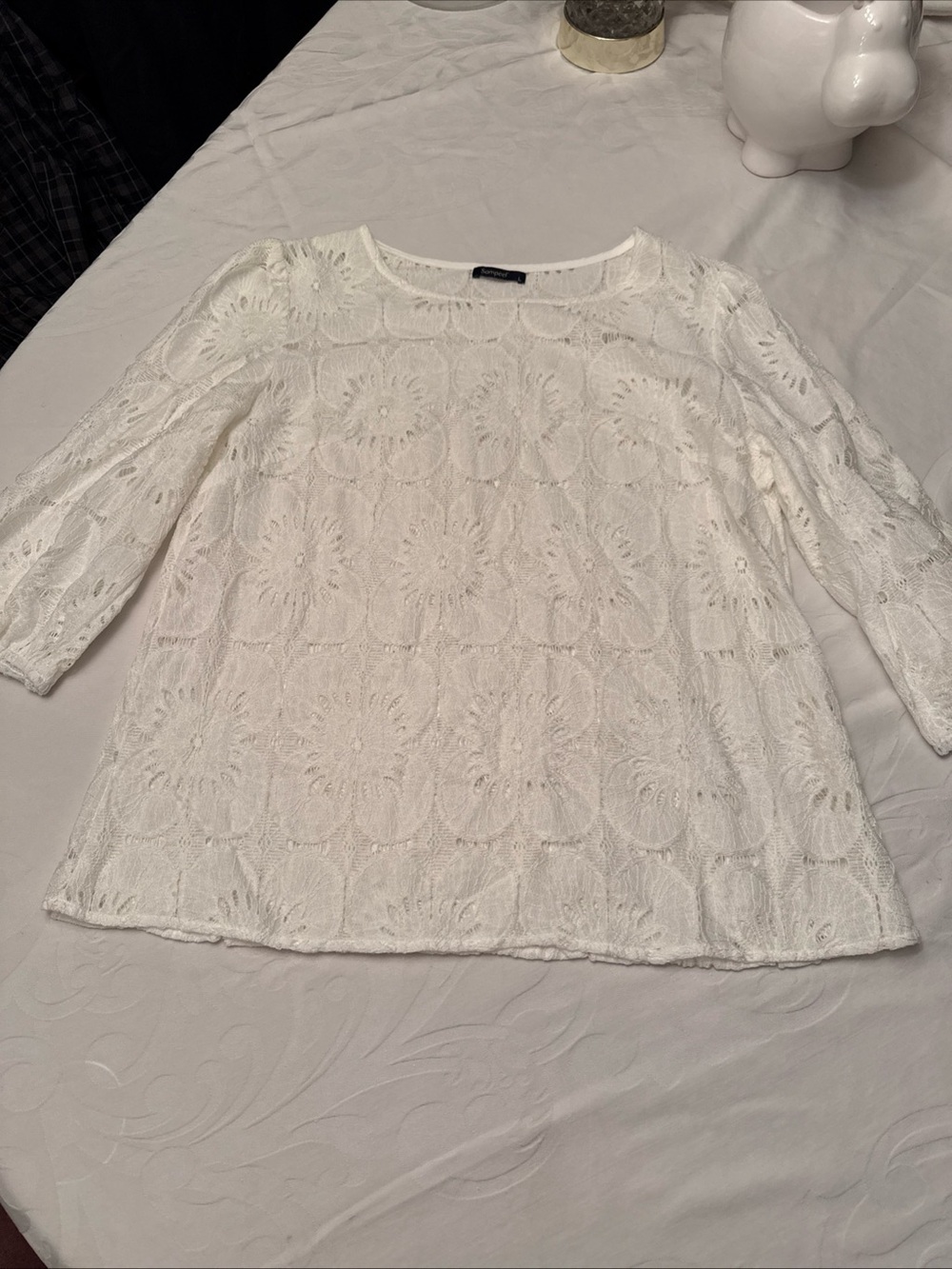 Lace Crochet White Women's Top size large